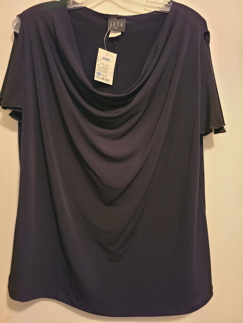 Black Draped Cowl Neck Women’s Top